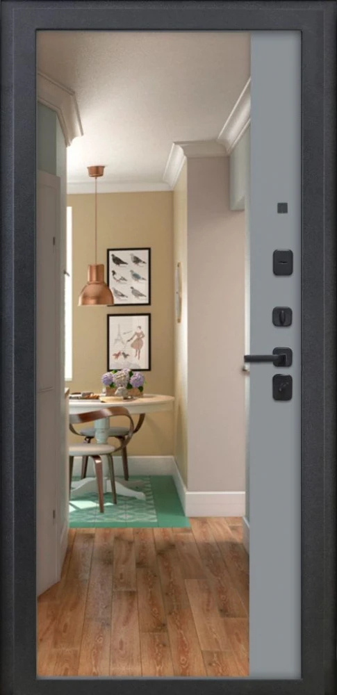 Входная дверь ДвериПРО Модель 3КЛ-1009 ФЛЗ-23 Веллуто гриджио DPRO226530 внутренняя сторона